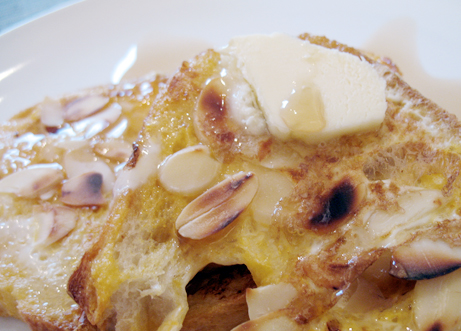 Toasted almond french toast with butter