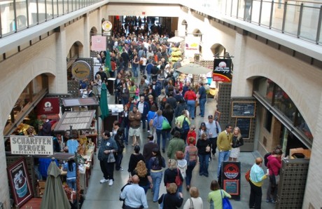 Inside the Ferry Building is an upscale climate, but just as packed as the market outside