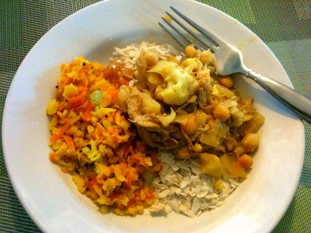 Serve carrot poha with your favourite curry over crisped poha